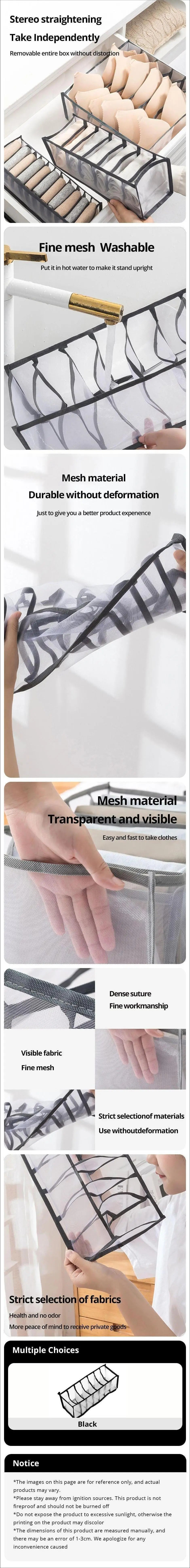 1pc Underwear Drawer Organizer Storage Box Foldable Closet Organizers Drawer Divider Storage Boxes For Underpants Socks Bra